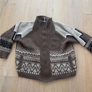 Brown and Cream Patterned Sweater